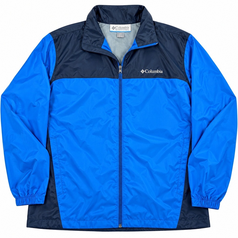 Columbia Glennaker Lake Mens XXL Blue Navy Hooded Rain Jacket Windbreaker